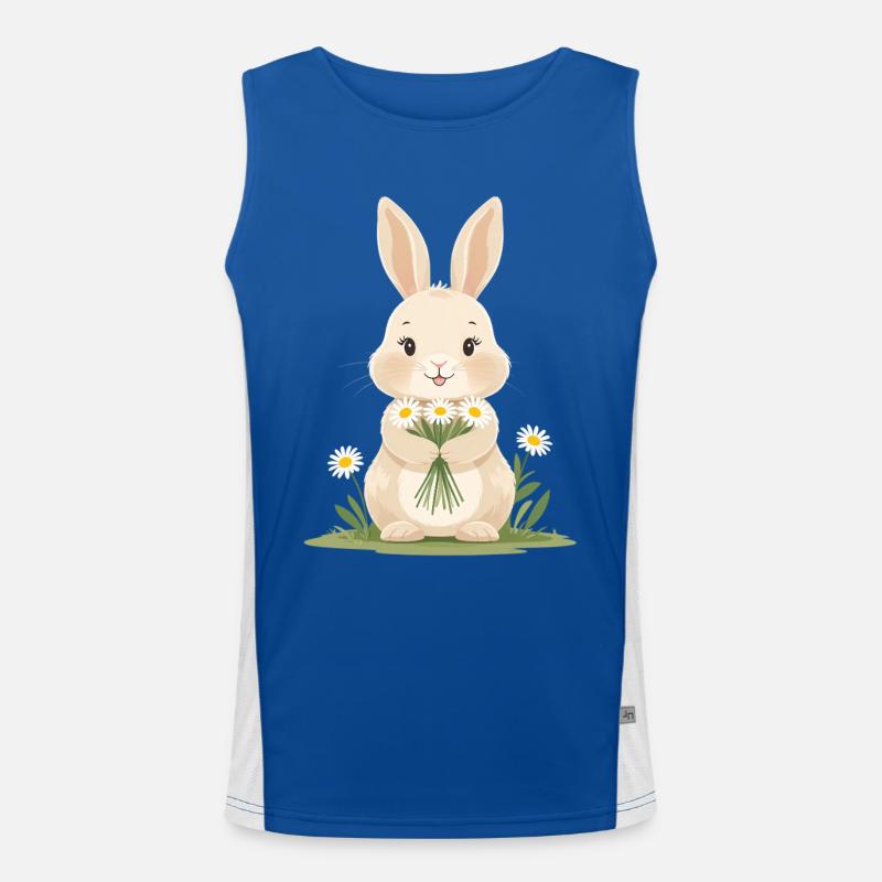 Delicate bunny with daisies Men's Functional Contrast Tank Top 