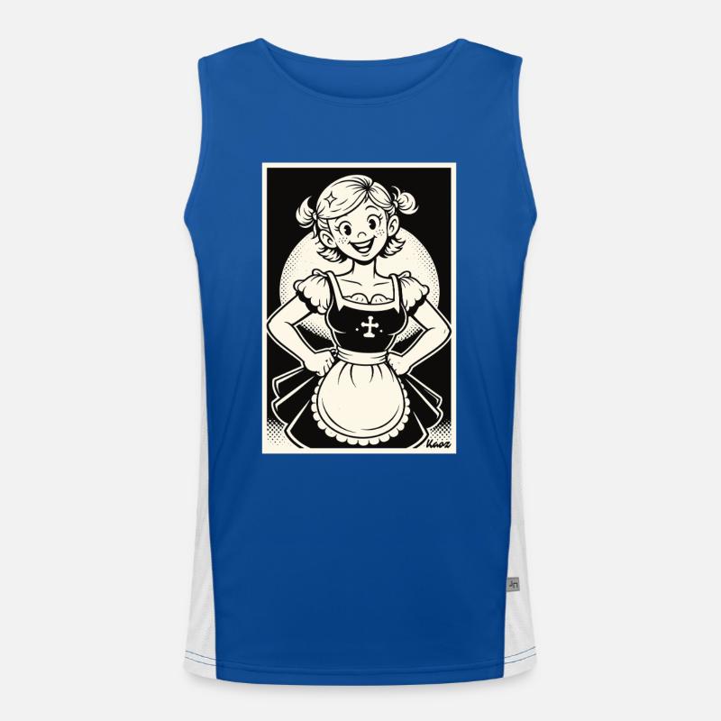 Dirndl Mädchen Cartoon Funktionelles Kontrast-Tank Top für Männer 