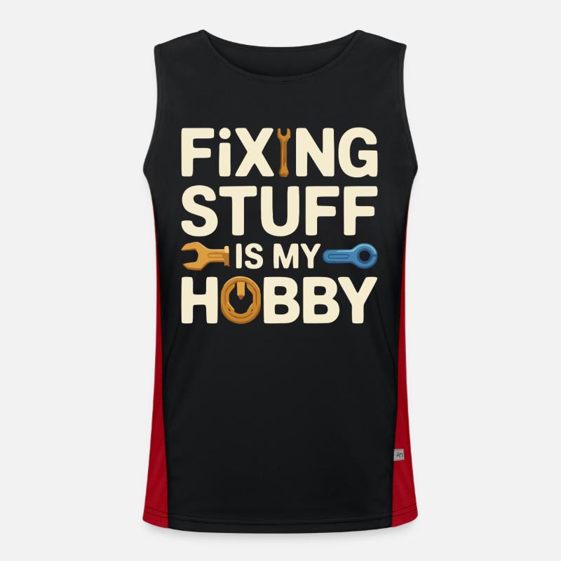 Fixing Stuff Is My Hobby - Men's Functional Contrast Tank Top  - black/red