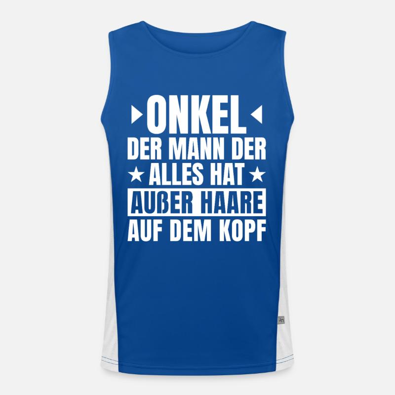 Uncle with bald head saying Men's Functional Contrast Tank Top 