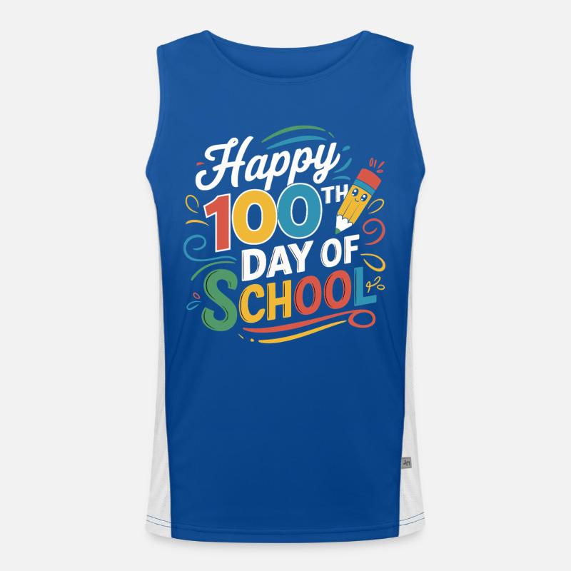 100. Tag der Schule Jubel Funktionelles Kontrast-Tank Top für Männer 
