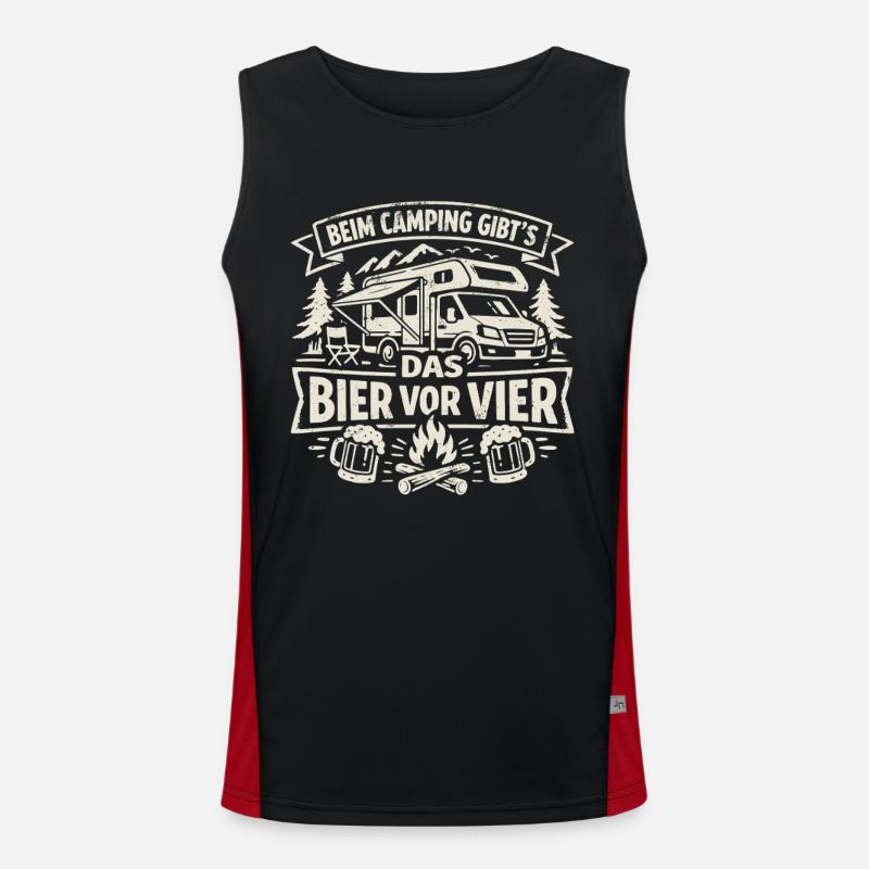 Camping | Beer before four - Men's Functional Contrast Tank Top  - black/red