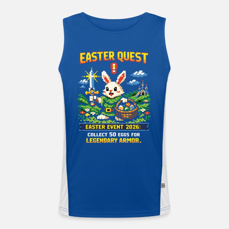 Pixel Bunny et Panier de Piliers de la quête de Pâques Débardeur respirant contrasté Homme 