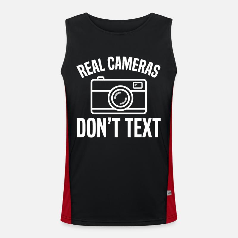 Real Cameras Don't Text Design - Men's Functional Contrast Tank Top  - black/red