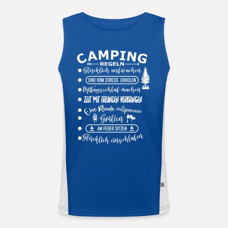 Echte Camping Regeln Outdoor Abenteuer Funktionelles Kontrast-Tank Top für Männer 