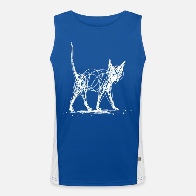 Minimalistisch, Gezeichnete Katze, Minimalismus Funktionelles Kontrast-Tank Top für Männer 