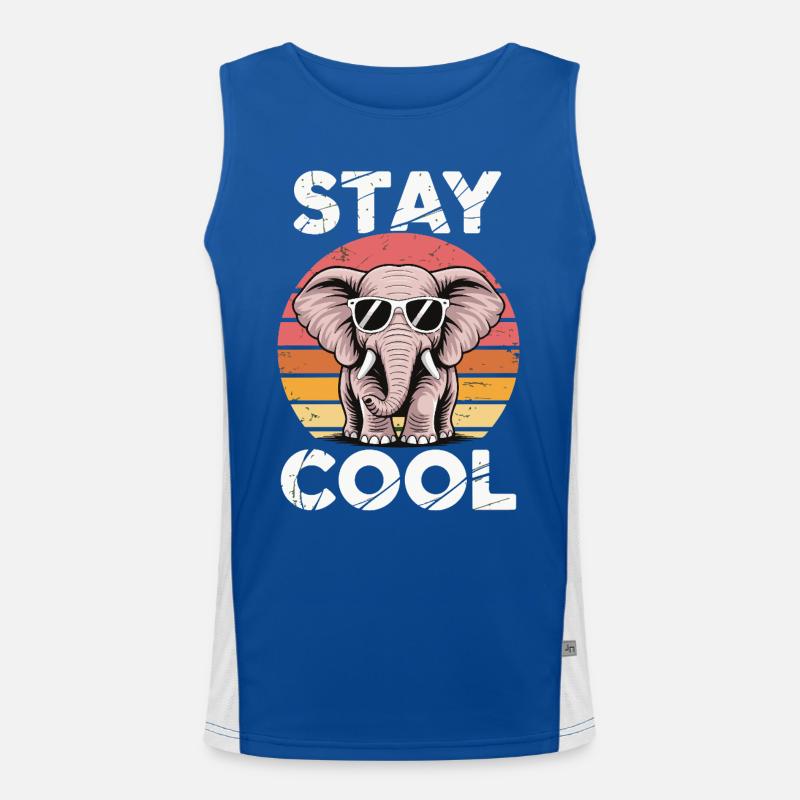 Stay Cool Elefant - Kinder Retro Funktionelles Kontrast-Tank Top für Männer 