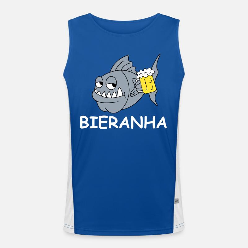 Bierpiranha Comic Funktionelles Kontrast-Tank Top für Männer 