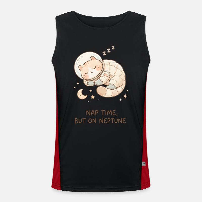Nickerchen Neptun | Süße Space Katze Funktionelles Kontrast-Tank Top für Männer 
