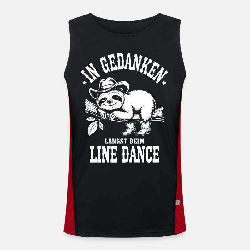 Sloth Line Dance Thoughts - Men's Functional Contrast Tank Top  - black/red