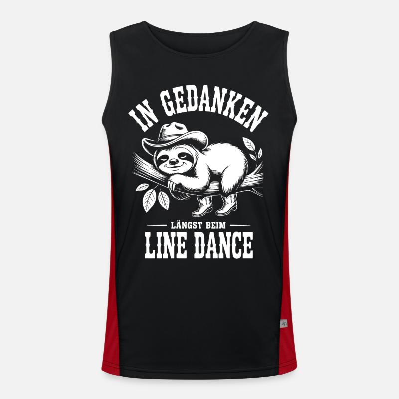 Sloth Line Dance Thoughts - Men's Functional Contrast Tank Top - black/red