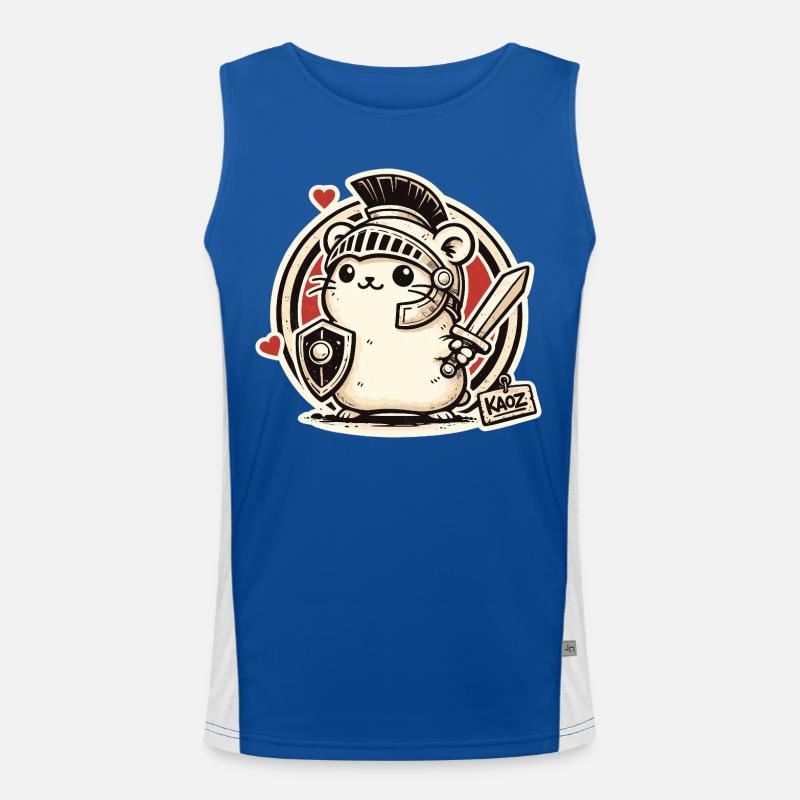 Gladiator Krieger Hamster mit Schild und Schwert Funktionelles Kontrast-Tank Top für Männer 