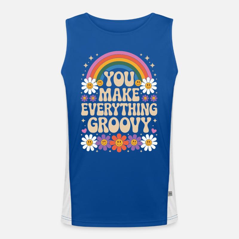 You Make Everything Groovy - Retro Rainbow Funktionelles Kontrast-Tank Top für Männer 
