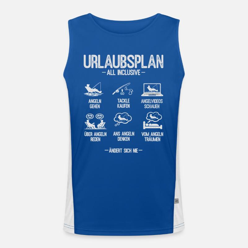 Fishing Gift Man Angler Vacation Plan Norway Men's Functional Contrast Tank Top 