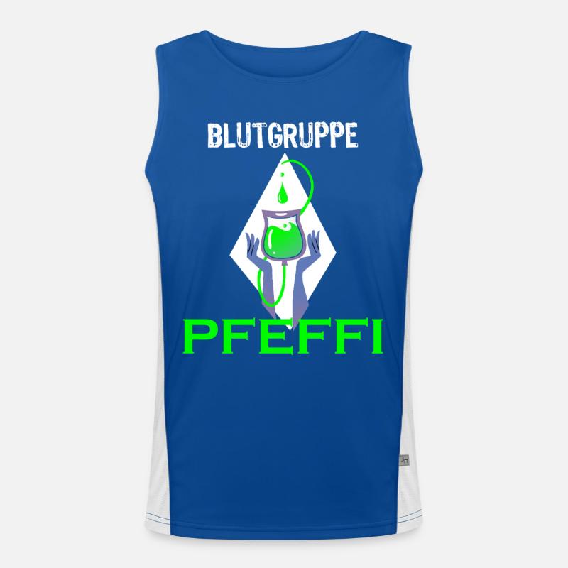 Blutgruppe Pfeffi – Pfefferminz, Suff & Spaß Funktionelles Kontrast-Tank Top für Männer 