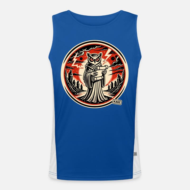 Schlaue Eule mit Brief  Funktionelles Kontrast-Tank Top für Männer 