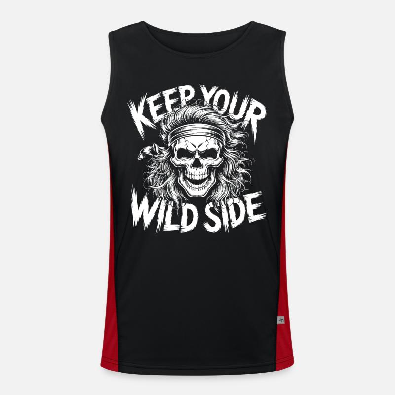 Vild sidekraniums design - Funktionel kontrast tanktop til herrer - sort/rød