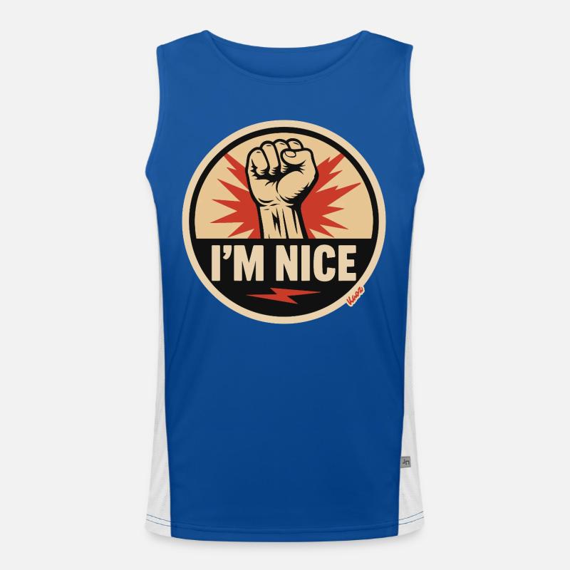 I’m Nice Fäuste-Statement Funktionelles Kontrast-Tank Top für Männer 