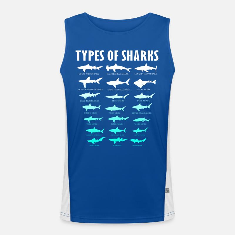 Types de requins Conception des requins d’océan | Chemise de requin Débardeur respirant contrasté Homme 