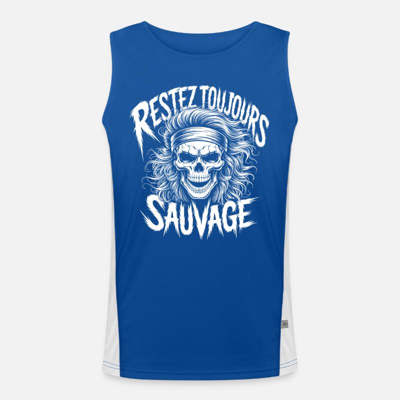 Bleib wild Immer Schädel Funktionelles Kontrast-Tank Top für Männer 