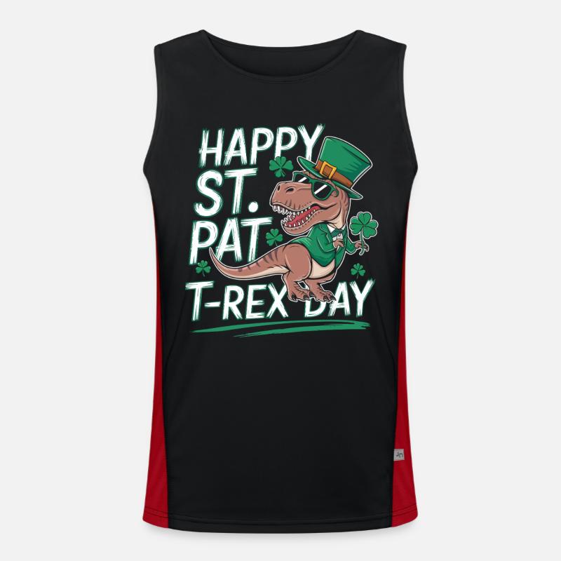St Patrick's T-Rex Hat - Men's Functional Contrast Tank Top  - black/red