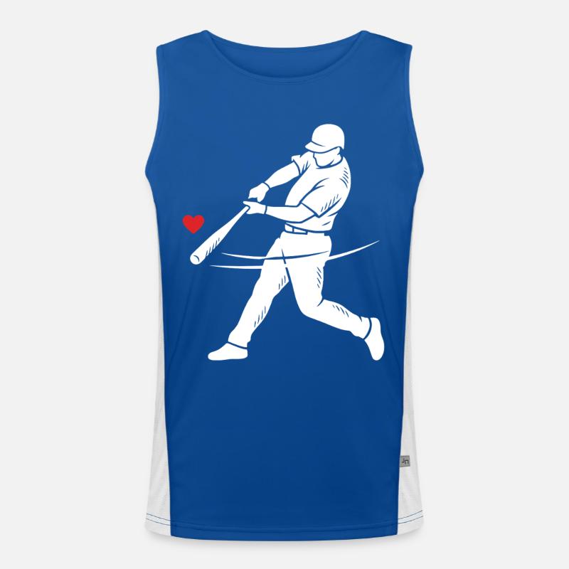 Baseball Schlagmann Silhouette Herz Funktionelles Kontrast-Tank Top für Männer 