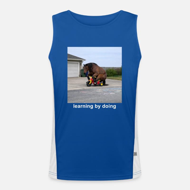 Learning By Doing Horse Meme Funny Humor Men's Functional Contrast Tank Top 