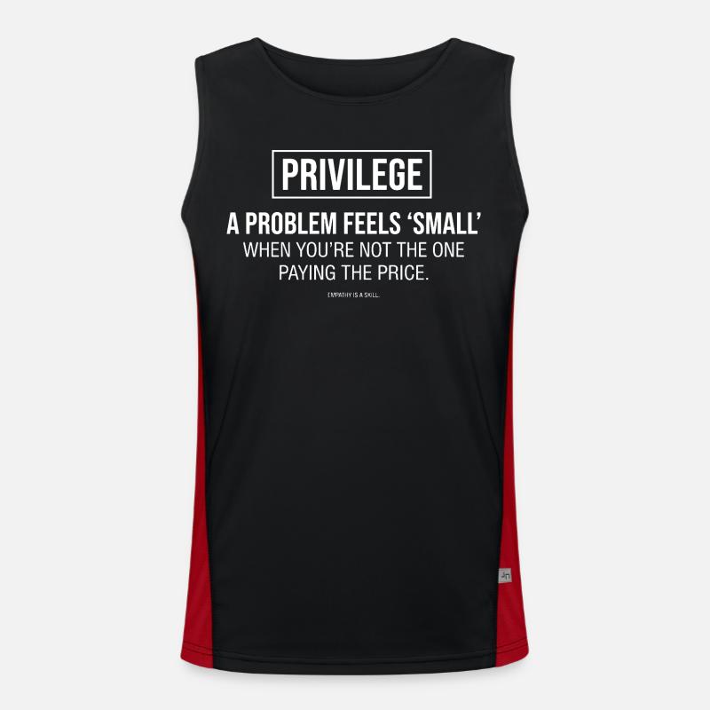 Empathy Statement Typography - Men's Functional Contrast Tank Top  - black/red