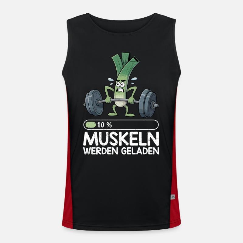 Weightlifter MUSCLES ARE LOADING Funny - Men's Functional Contrast Tank Top  - black/red