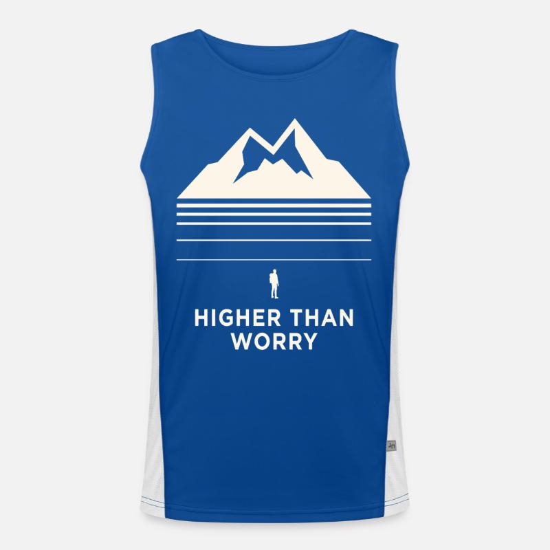 Higher Than Worry Mountain Motif Men's Functional Contrast Tank Top 