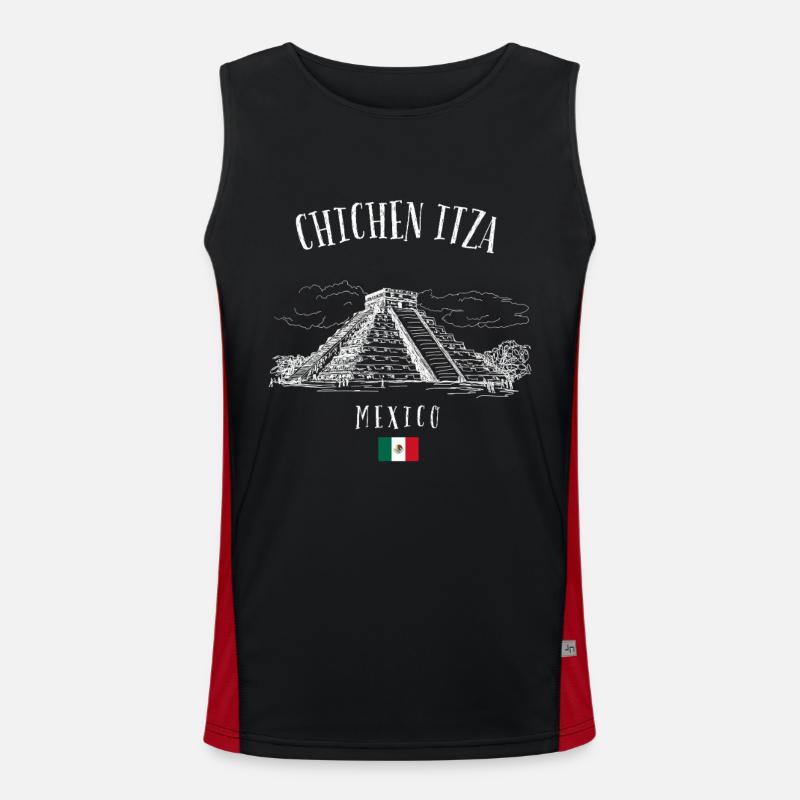 Chichen Itza Pyramid Mexico - Men's Functional Contrast Tank Top  - black/red