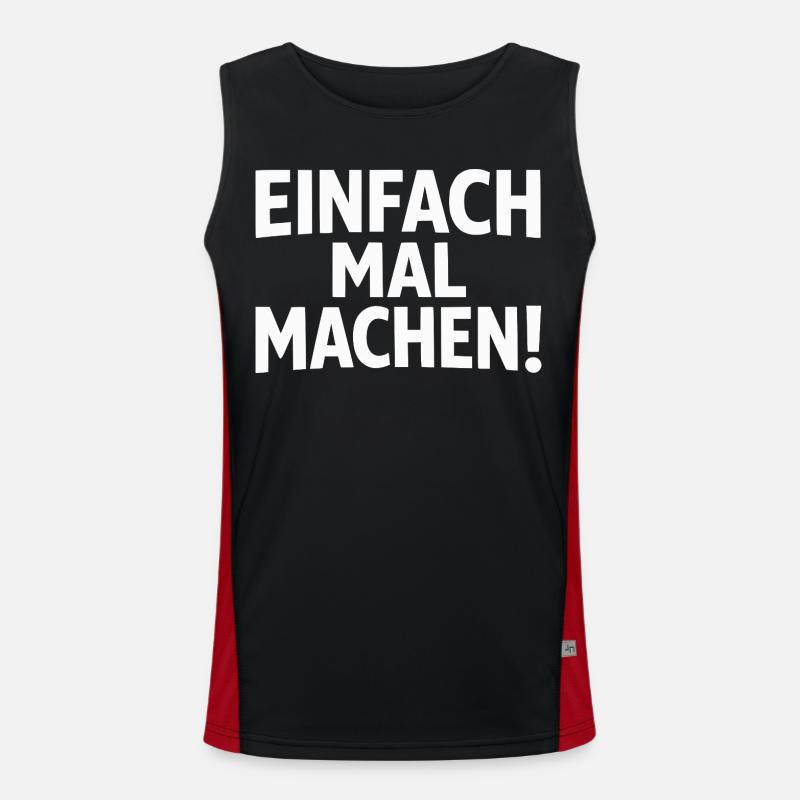 Einfach mal machen - Men's Functional Contrast Tank Top  - black/red
