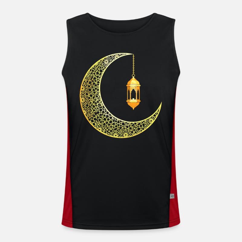 Ramadan Crescent Moon Eid Mubarak - Men's Functional Contrast Tank Top  - black/red