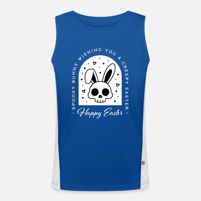 Creepy Happy Easter Bunny Skull Gothic Ästhetik Funktionelles Kontrast-Tank Top für Männer 