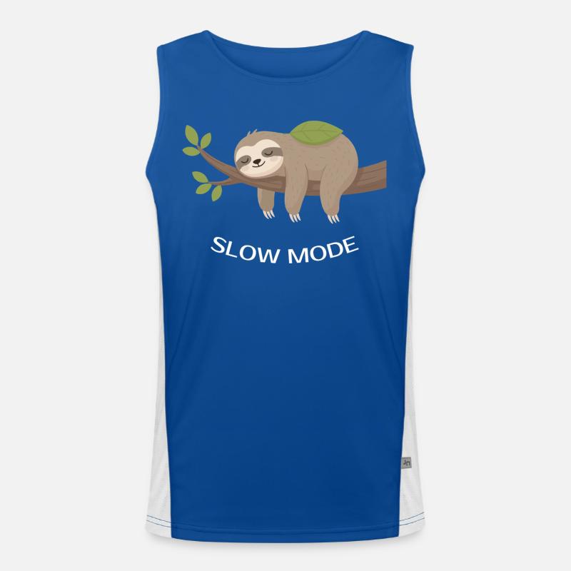 Slow Mode Sloth on Branch Men's Functional Contrast Tank Top 