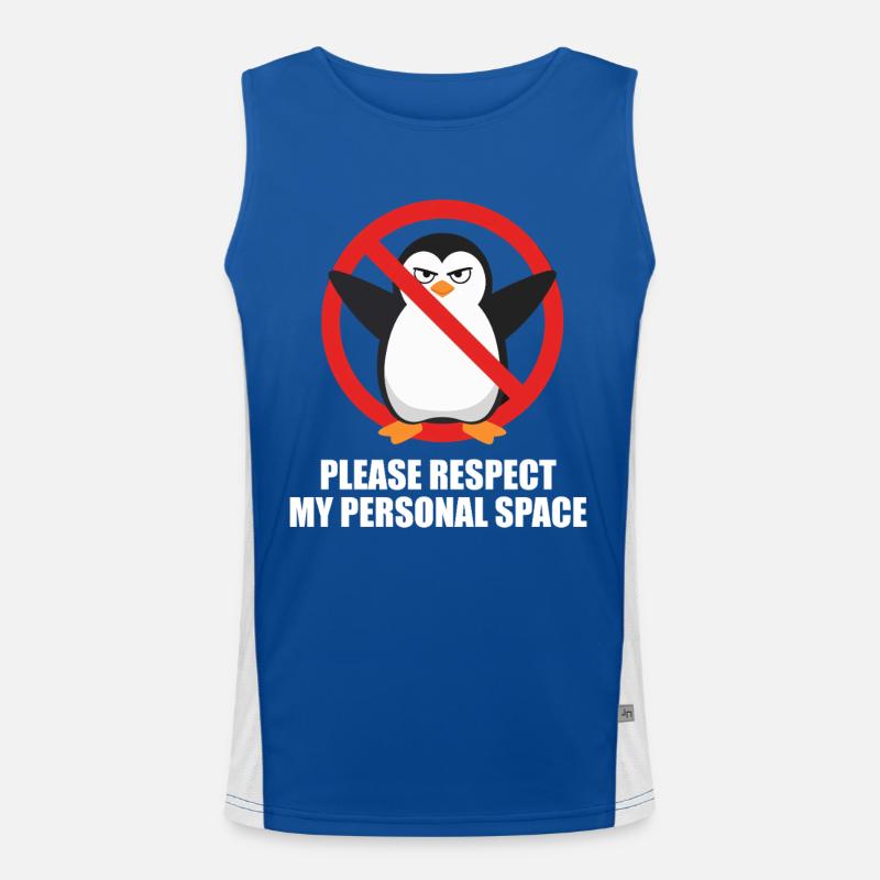Please Respect My Personal Space Pinguin Funktionelles Kontrast-Tank Top für Männer 