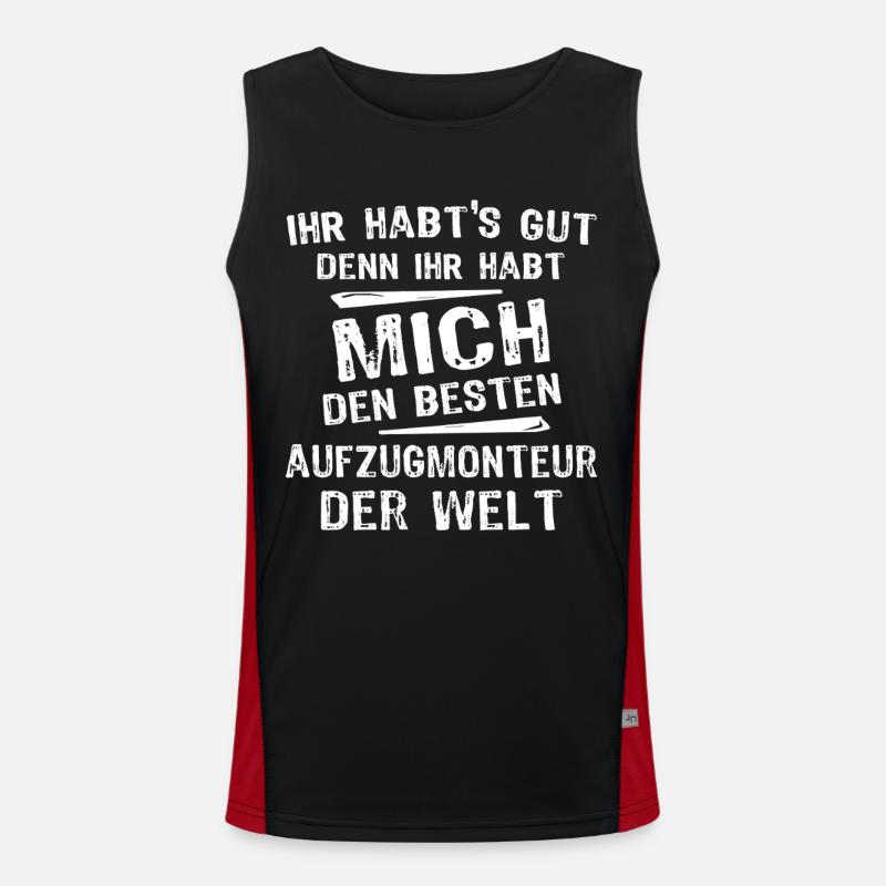Elevator Technician - Men's Functional Contrast Tank Top  - black/red