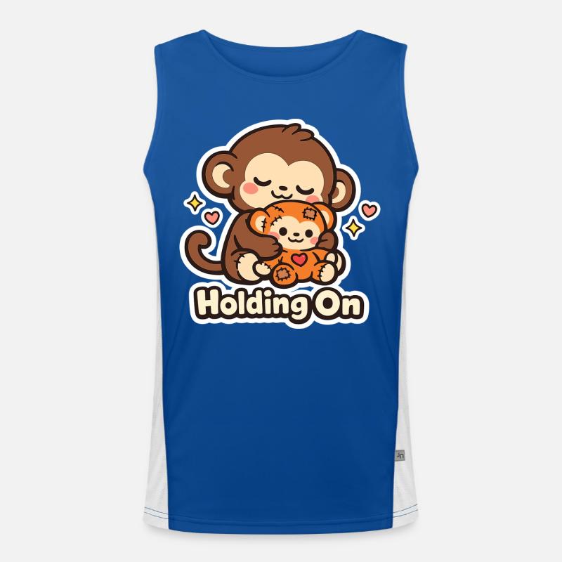 Punch Macaque Holding On Men's Functional Contrast Tank Top 