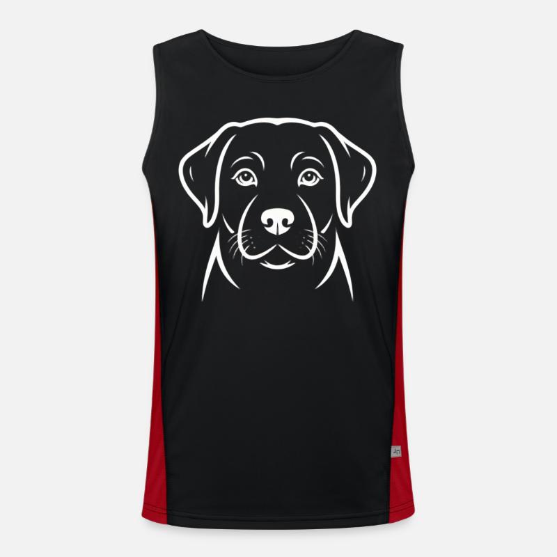 Labrador hund Linjekunst hunder - Funksjonell kontrast-singlet for menn - svart/rød