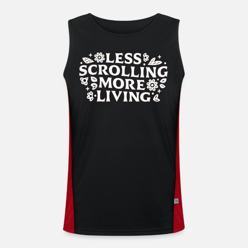 Stop scrolling doomscrolling offline quotes - Men's Functional Contrast Tank Top - black/red
