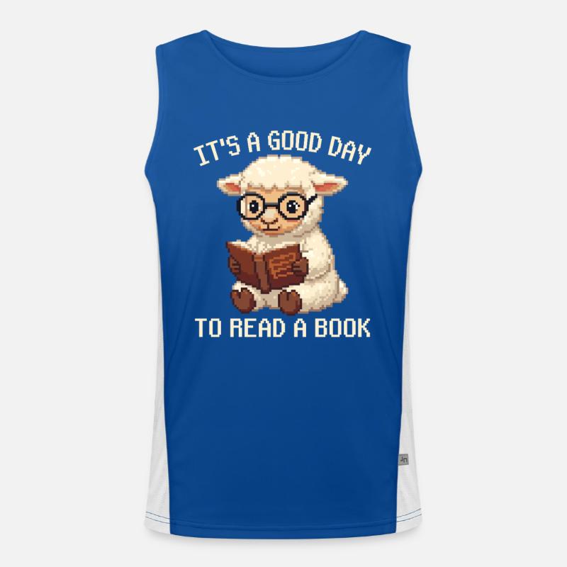 Es ist ein guter Tag, um ein Buch zu lesen, Schaf-Pixelkunst Funktionelles Kontrast-Tank Top für Männer 
