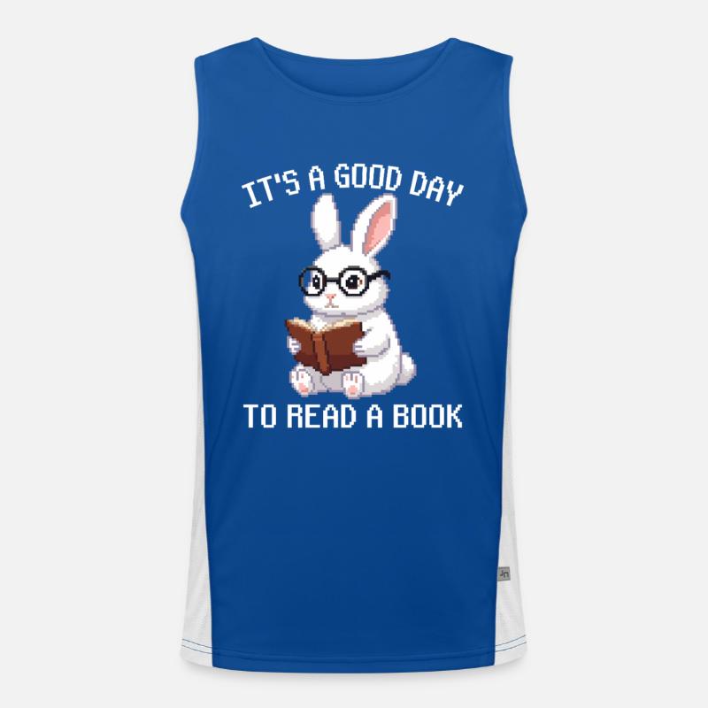 Es ist ein guter Tag, um ein Buch-Hasen-Pixel-Art zu lesen Funktionelles Kontrast-Tank Top für Männer 