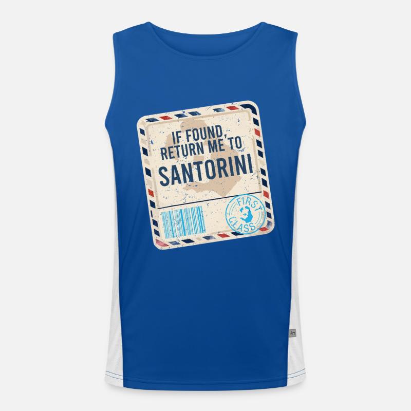If Found Return To Santorini Funktionelles Kontrast-Tank Top für Männer 