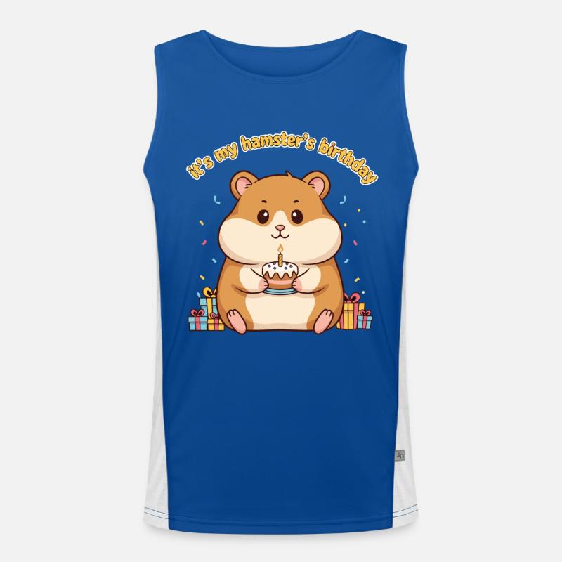 Lustiger Hamster Geburtstag Kuchen Funktionelles Kontrast-Tank Top für Männer 