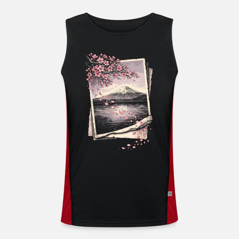 Kirsebærblomst Sakura Kirsebærblomst - Funktionel kontrast tanktop til herrer - sort/rød