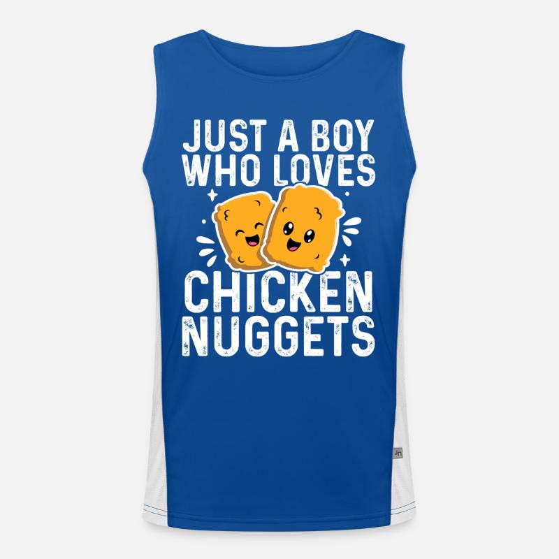 Nur ein Junge, der Chicken Nuggets liebt, lustige Kinder Funktionelles Kontrast-Tank Top für Männer 