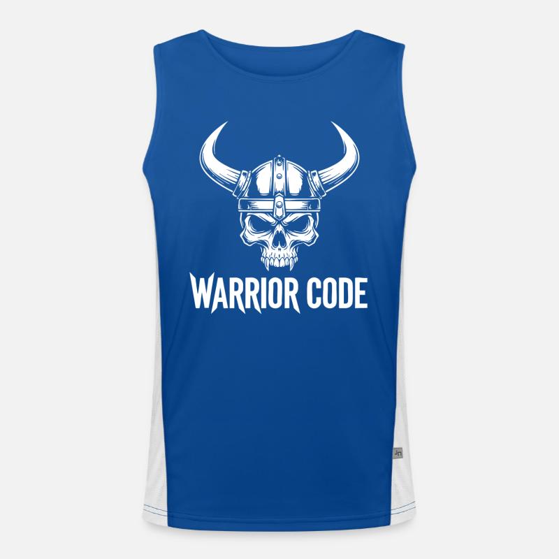 Kriegercode, Schädel, Wikinger, nordischer Hörnerhelm, Funktionelles Kontrast-Tank Top für Männer 