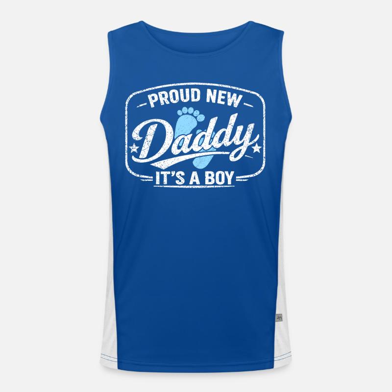 Expectant dad & father, birth son boy Men's Functional Contrast Tank Top 