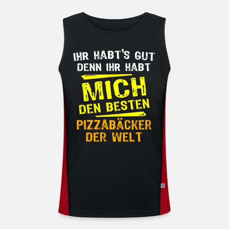 Pizzabäcker Geschenk Funktionelles Kontrast-Tank Top für Männer 