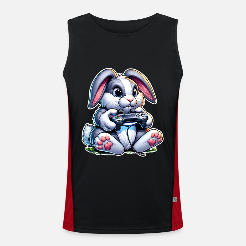 Gamer bunny with controller - Men's Functional Contrast Tank Top  - black/red